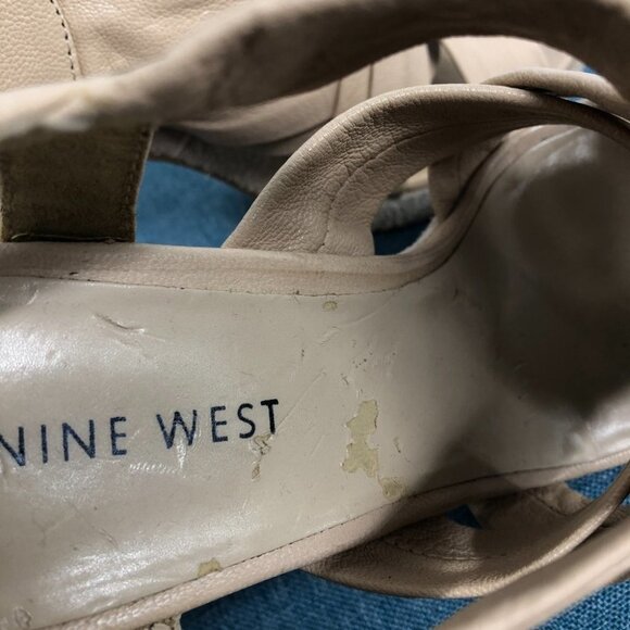 Nine West Nude Leather Suede Victoria Cut Out Platform 5" Slingback size 5.5 - Picture 9 of 14